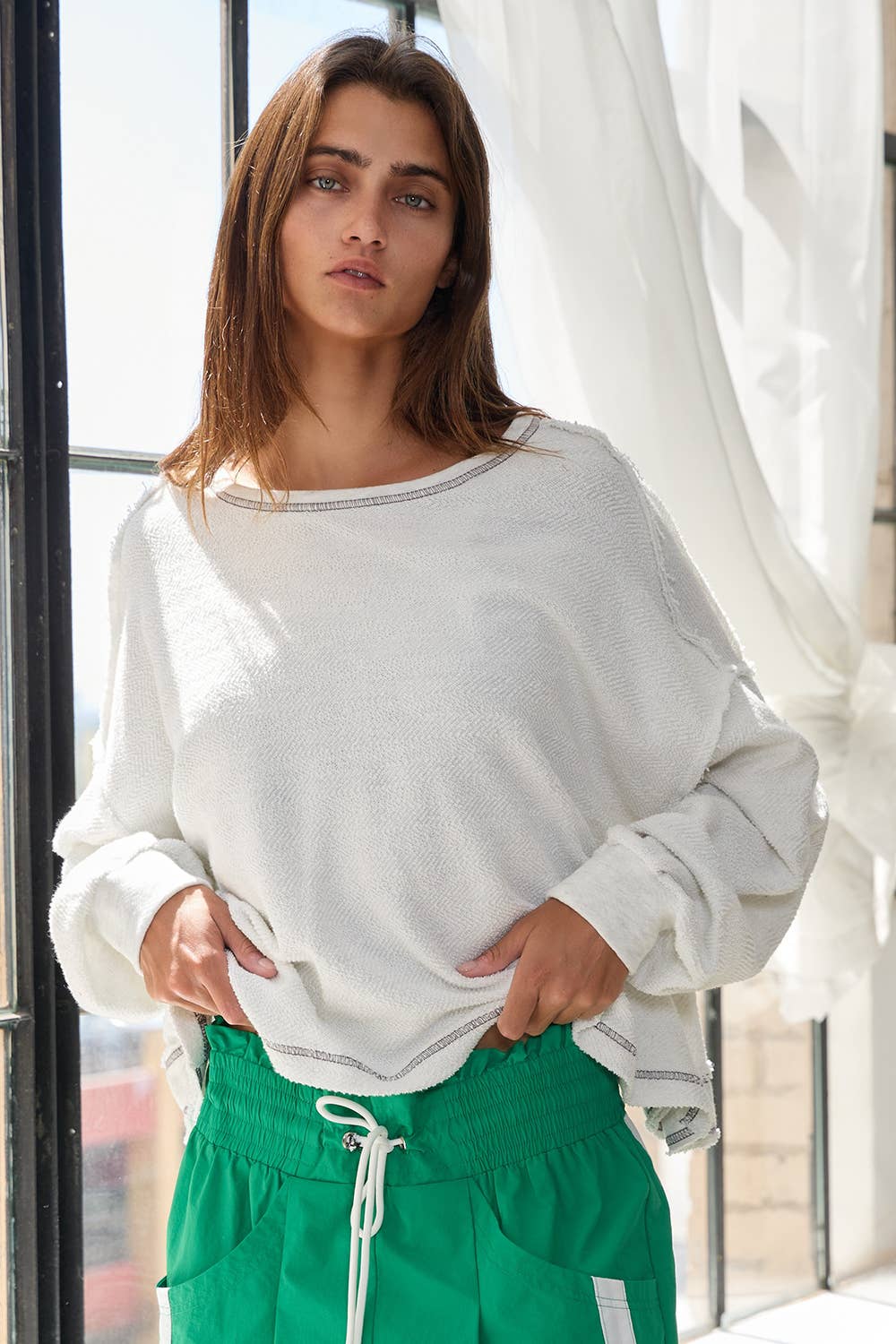 Open Back Oversize Reverse Stitched Top