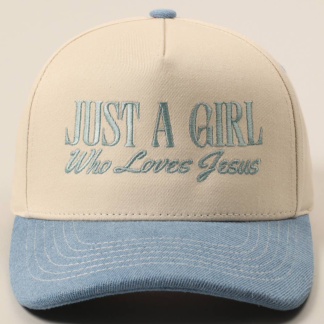 'Just A Girl Who Loves Jesus' Embroidered Trucker Hat