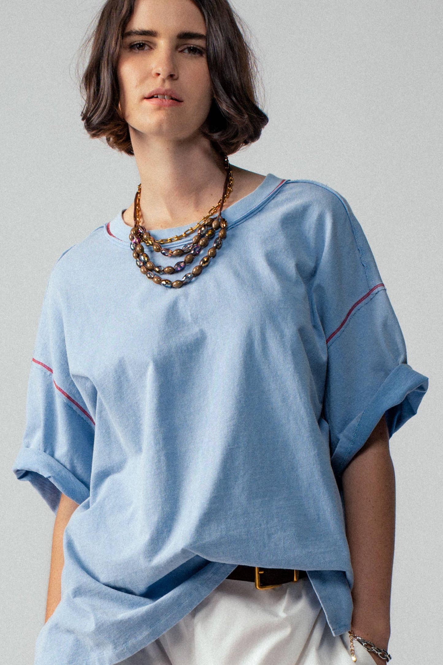Contrast Stitch Oversized Tee