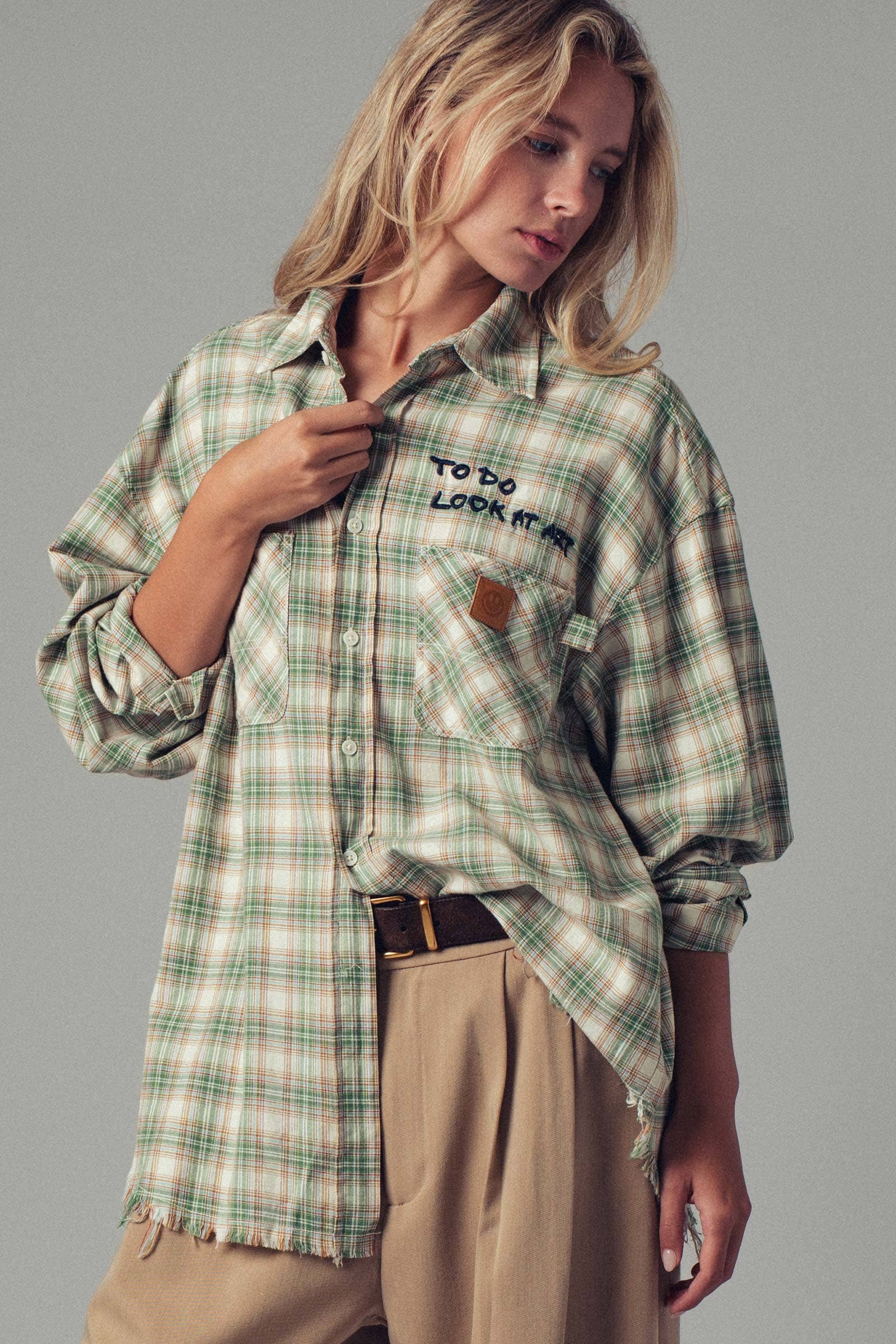 "TO DO: LOOK AT ART" Embroidered Boho Top