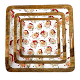10" Santa Square Tray with Dots (case of 2) H-213