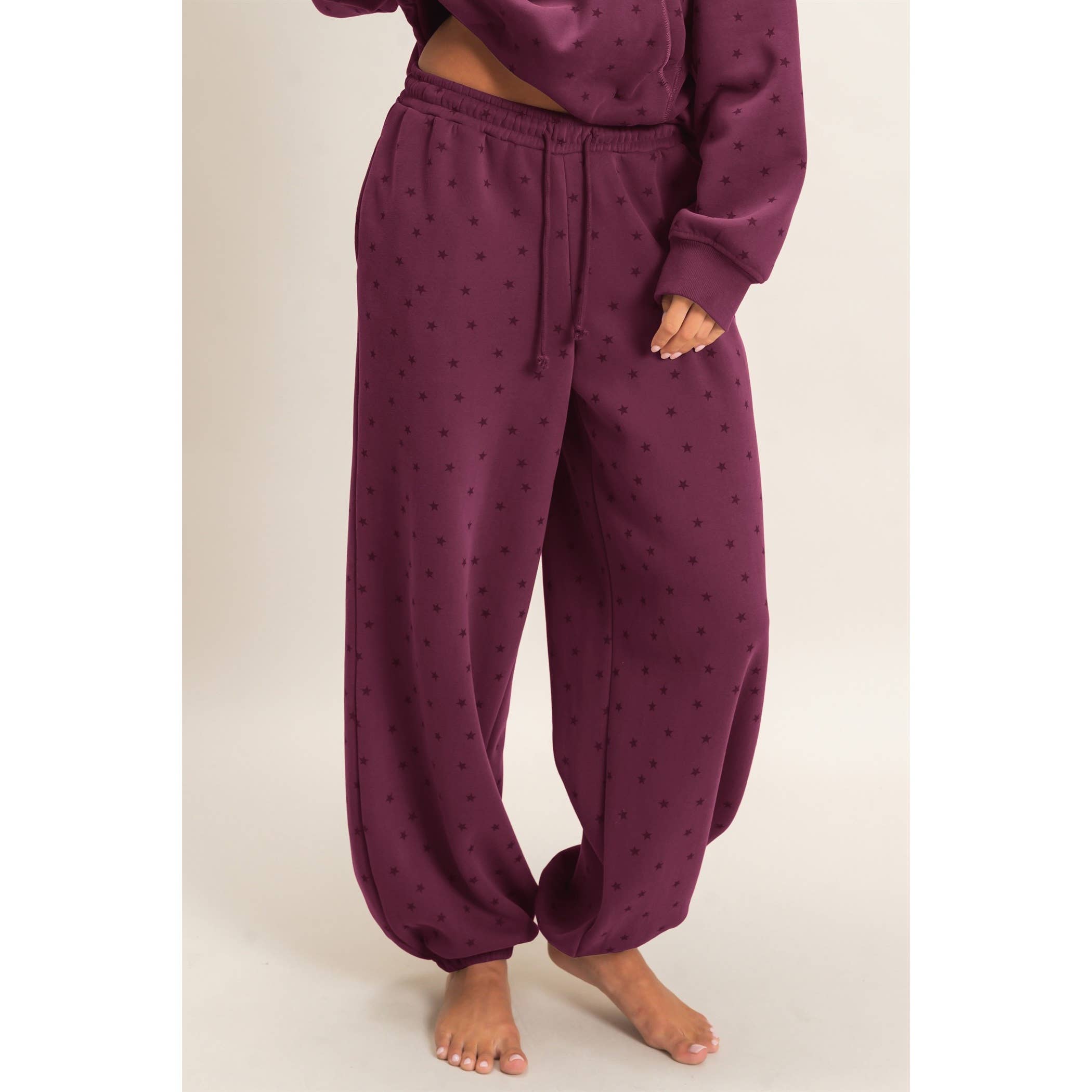 Star Print Elastic Waist Jogger Pants