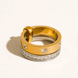 Greyson 18K Gold Non-Tarnish Two-Tone Crystal Band Ring