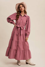 Utility Tiered Denim Midi Dress