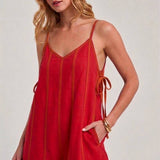 GAME DAY TWILL COLOR DENIM CASUAL SUMMER CHEER UP ROMPER