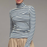 Striped Turtleneck Knit Top