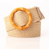 Boho Women's imitation straw wide elastic deco belt