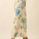 Textured Floral-Print Bias-Cut Maxi Skirt