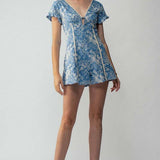 Embroidered Flutter Sleeve Romper