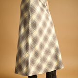 PLAID PRINTED STRETCH MAXI SKIRT