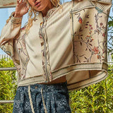 Floral Panel Knit Hoodie