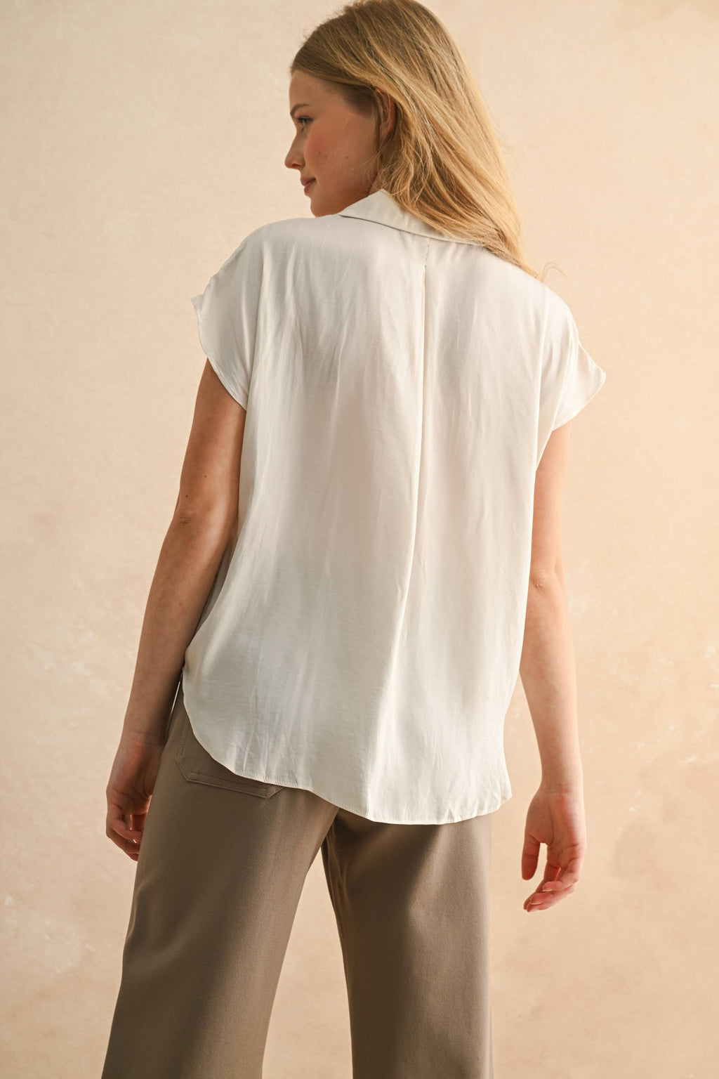 Button Down Rolled Sleeve Shirt