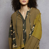 Floral Panel Knit Hoodie