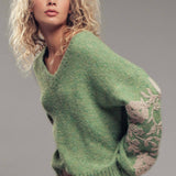 Romantic Floral Embroidered V-Neck Sweater