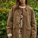 Cotton Collared Brown Denim Jacket