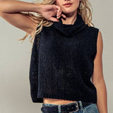 Sleeveless Cowl Neck Crochet Top