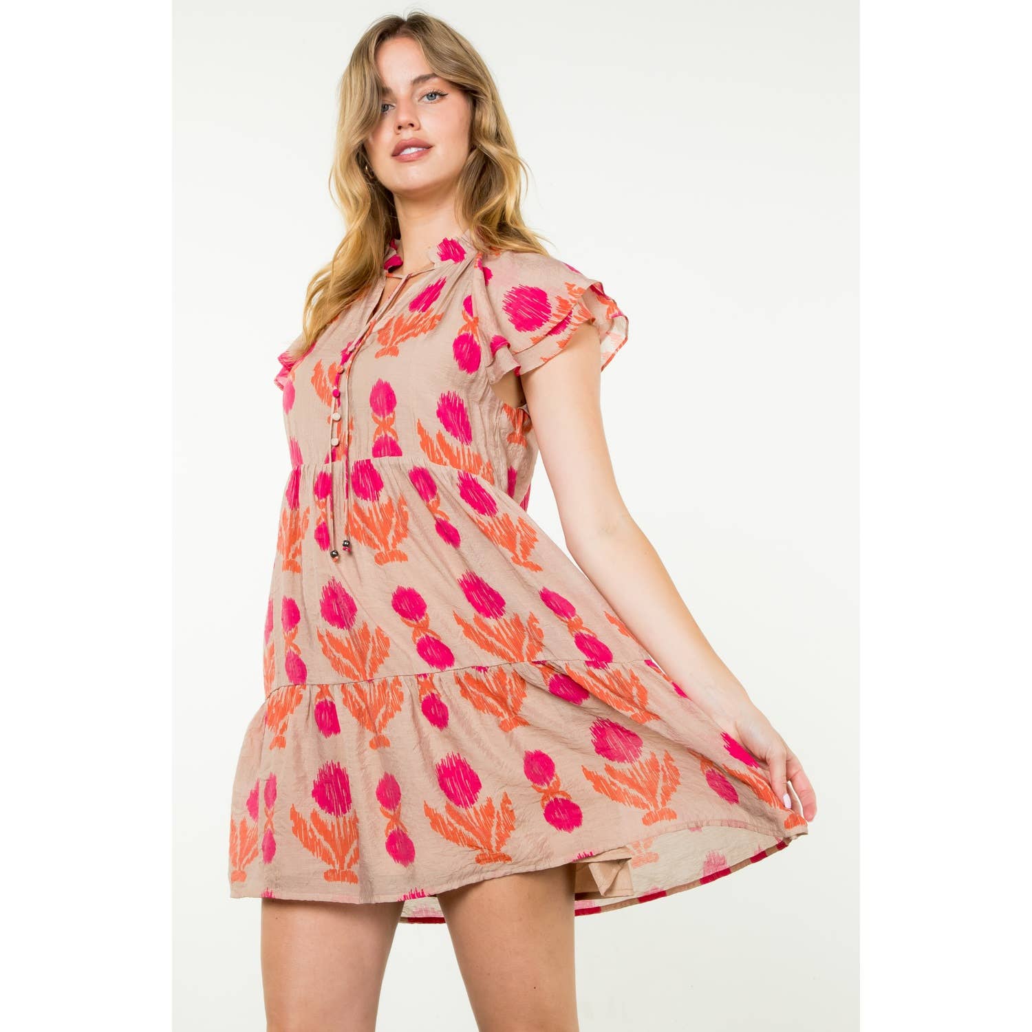 Tiered Floral Print Dress