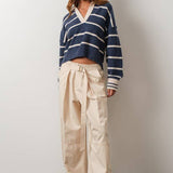 Marina Navy Blue V-Neck Pullover