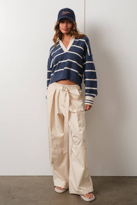Marina Navy Blue V-Neck Pullover
