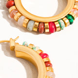 Capri 18K Gold Color Beaded Resort Hoop Earring