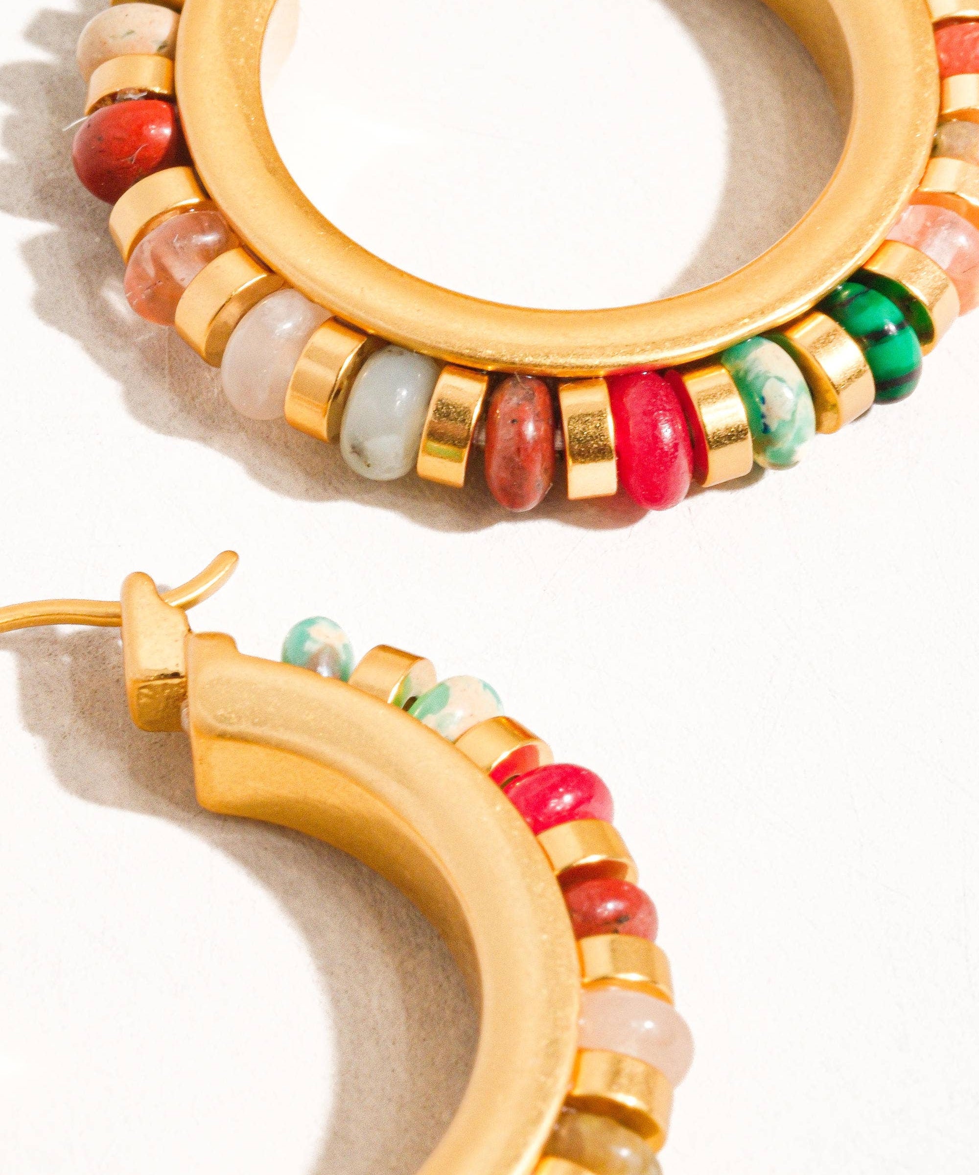 Capri 18K Gold Color Beaded Resort Hoop Earring