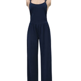Cross Strap Halter Neck Backless Wide-Leg Jumpsuit