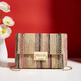 Women's straw crossbody bag small square bag