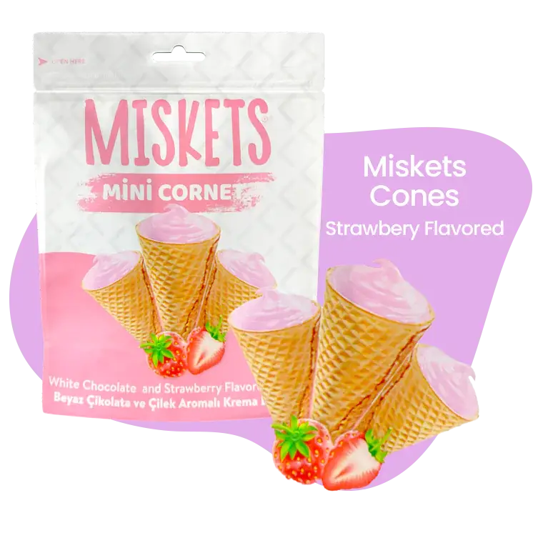 Milky Chocolate Strawberry Mini Cones  - 12 Packs in 1 Case