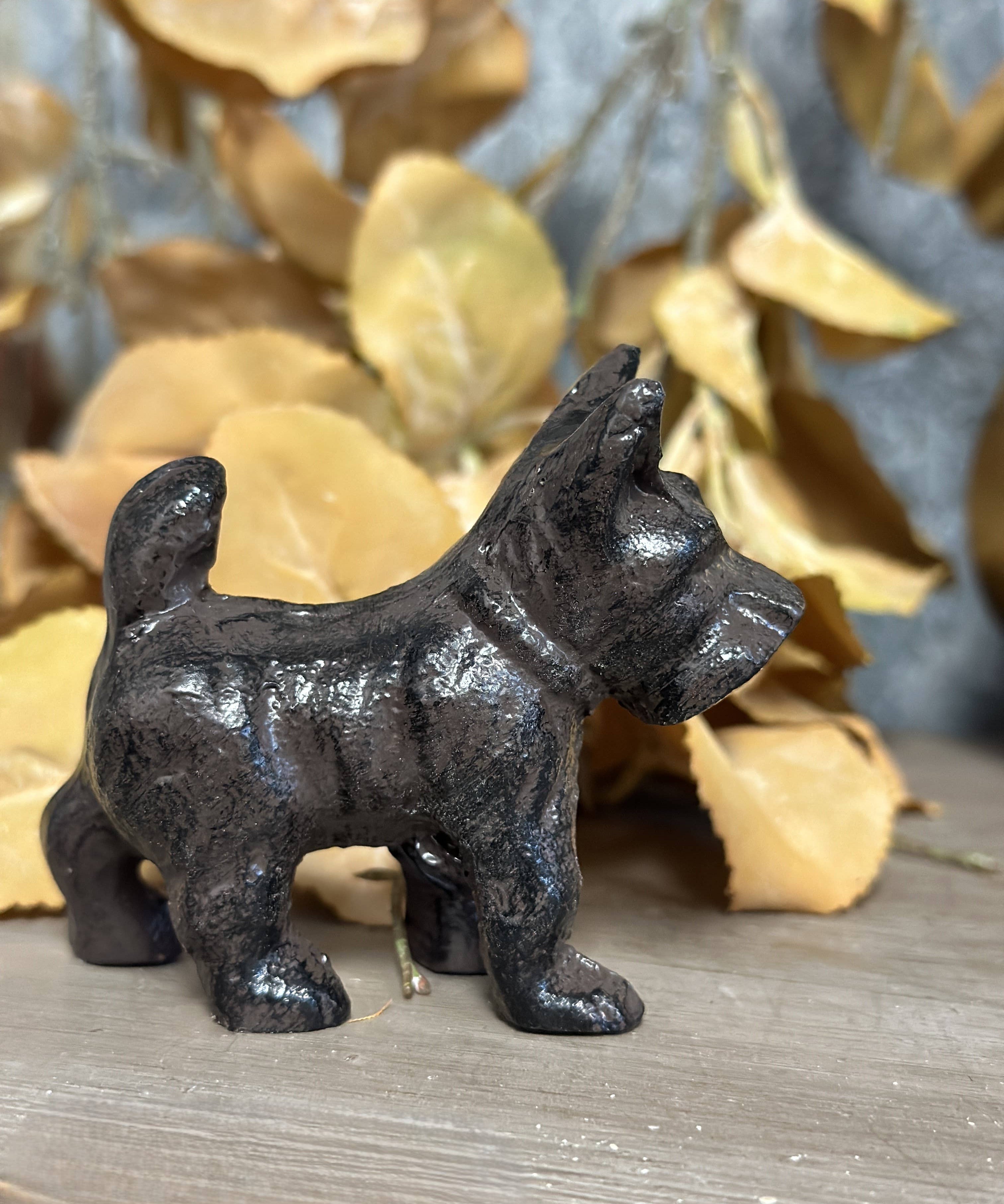 Cast Iron Schnauzer Dog Pet Statue