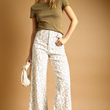 P4663ST   FLORAL PRINT STRETCHED PANTS