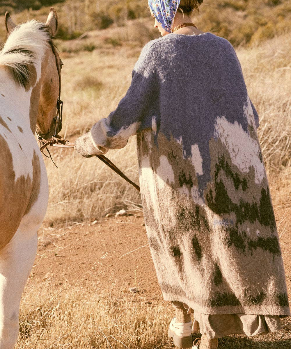 Mountain Jacquard-Knit Open-Front Cardigan
