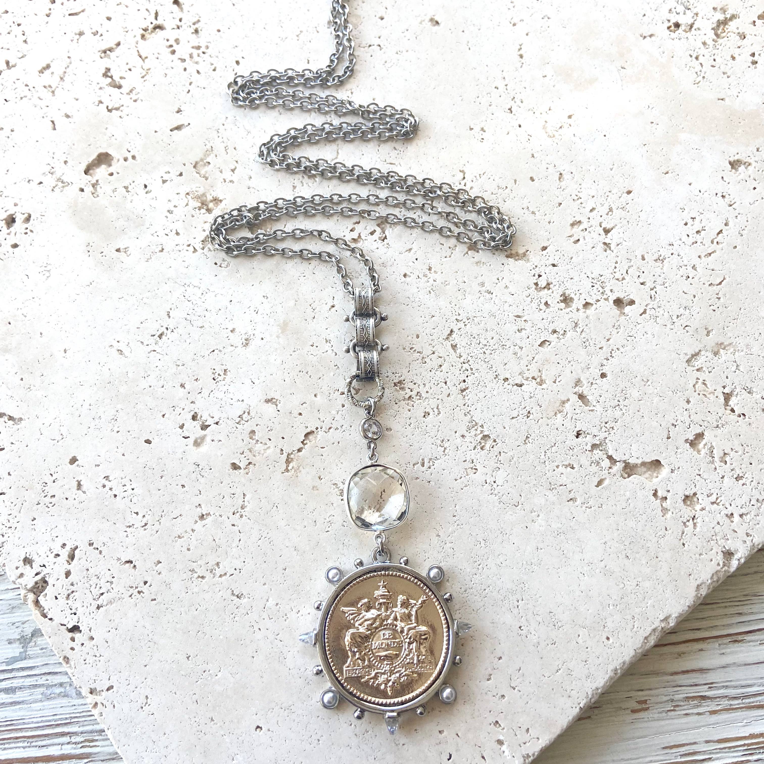 Coin with Crystal Necklace