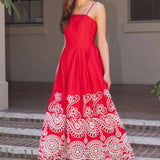 Scalloped Eyelet Embroidered Midi Dress