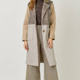 61307 Color Blocked Long Coat