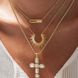 Yveline 18K Gold Non-Tarnish Bar Pendant Necklace