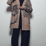Animal Jacquard Long Knit Cardigan