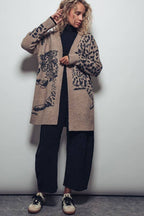 Animal Jacquard Long Knit Cardigan