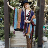Western Colorful Crochet Patterned Ruana - The Original!