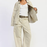 OVERSIZED TWILL BUTTON UP JACKET