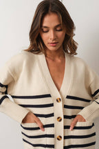 Ivory & Navy Striped Cardigan
