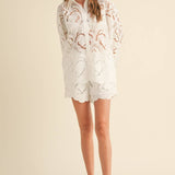 Floral Eyelet Pattern Shirt