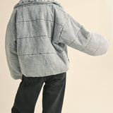 Quilted Tie-Close Denim Jacket