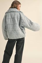Quilted Tie-Close Denim Jacket