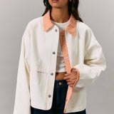 JACKET WITH GINGHAM CONTRAST