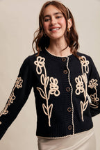 Embroidered Floral Knit Cardigan