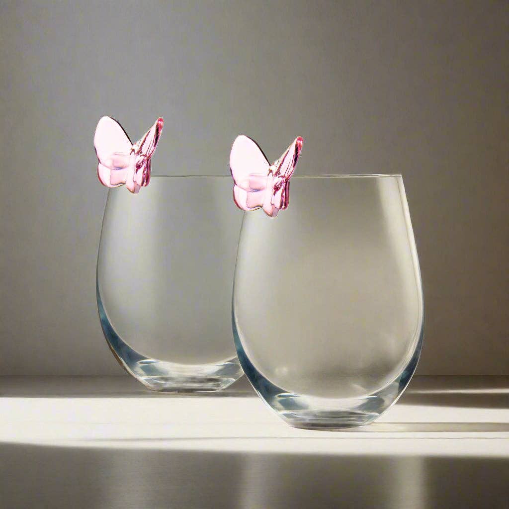 Butterfly Blush Stemless Wine, Set of 2