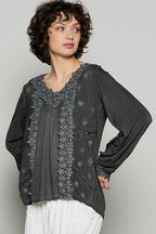 Floral Crochet Lace Detail Blouse
