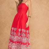 Scalloped Eyelet Embroidered Midi Dress