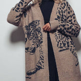 Animal Jacquard Long Knit Cardigan