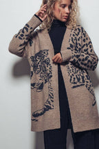 Animal Jacquard Long Knit Cardigan